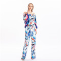 2020 New Design Womens Printed Off Shoulder Wide Leg Jumpsuits